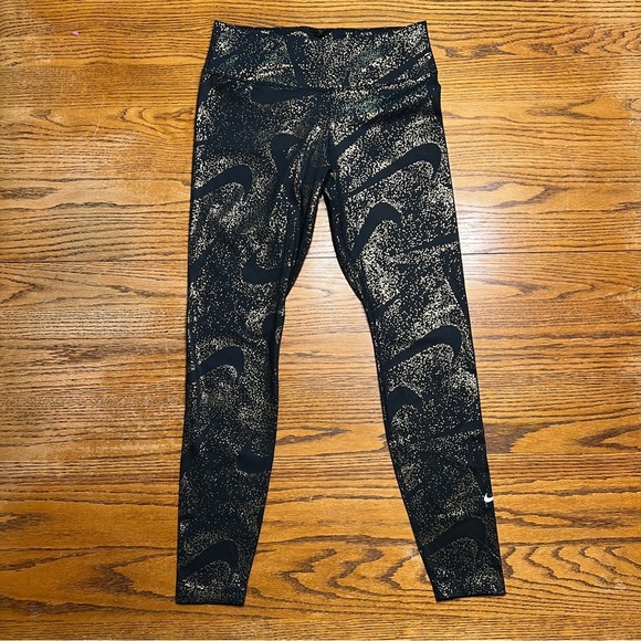 Nike Women's Icon Clash Metallic Gold Training Leggings Size M - Picture 4 of 11